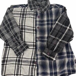Molo Kids Plaid Button-Down Shirt - Black and Gray